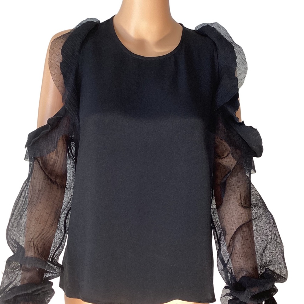 EUC Alexis Silk Cold Shoulder Mesh Blouse